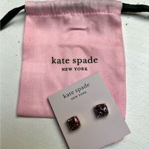 kate spade new york Glitter Crystal Square Stud Earrings NEW